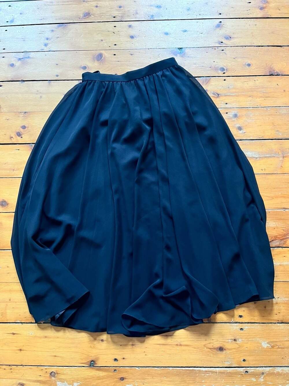 Cote d'Azur Evening Skirt Size 8 Black Chiffon Maxi